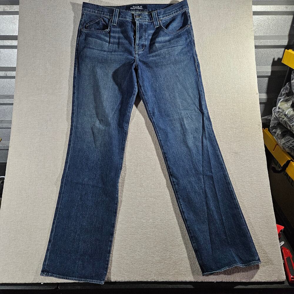 Rock & Republic Neil Straight Leg Jeans Mens 38 Blue Denim Casual Button Fly
